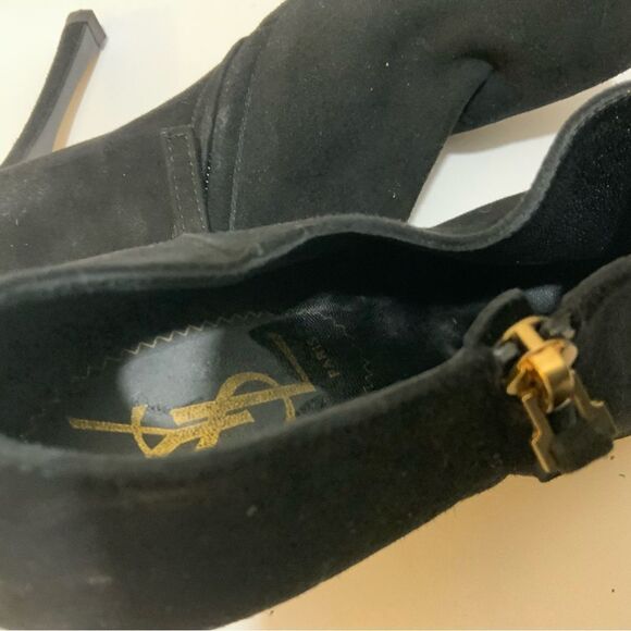 Yves Saint Laurent Paris Black Suede zip Booties Size 37.5 - Picture 15 of 16